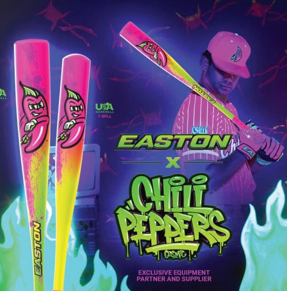 Easton baseball bats and player
